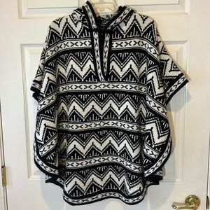 Vintage Bronson of‎ California B&W Hoodie Poncho, Sz Medium